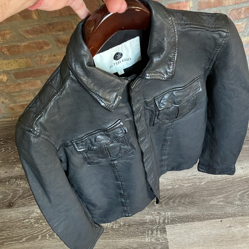 ALTER EGO Black Leather Jacket - Picture 10 of 17
